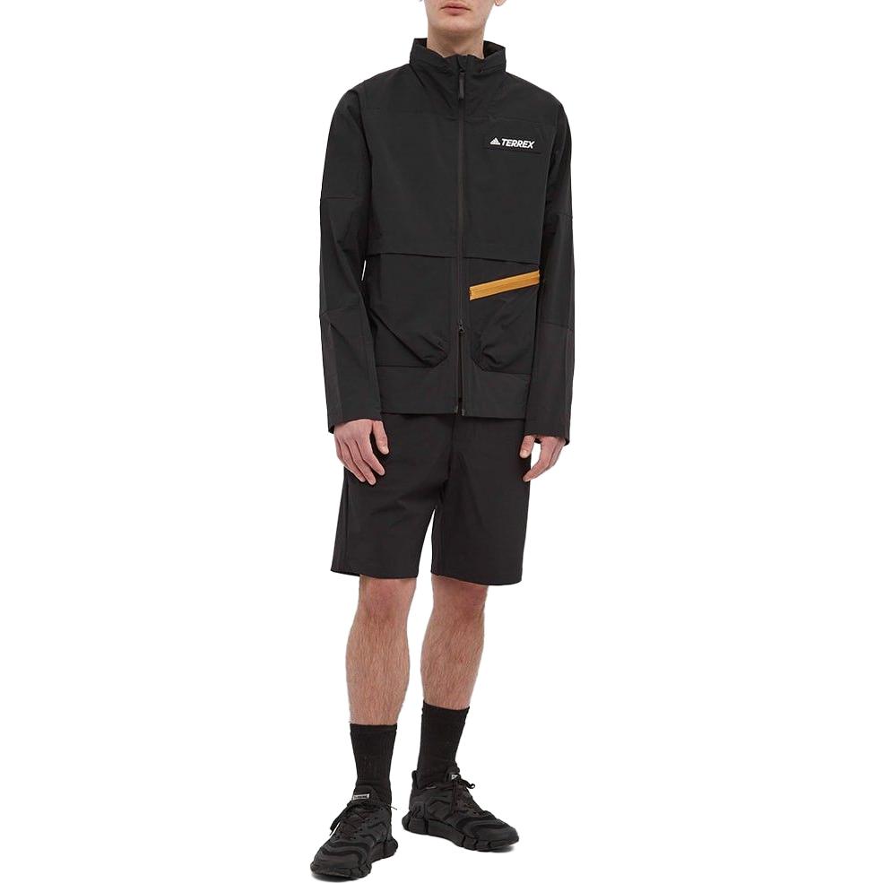 adidas Однотонная мужская куртка с капюшоном и логотипом на молнии, черная HE5204