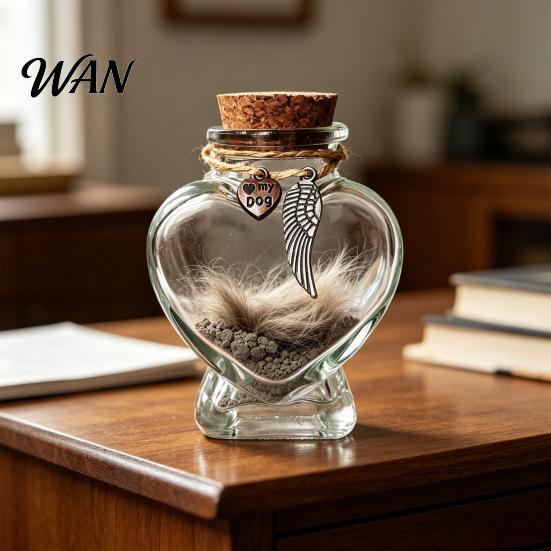 Pet Hair Preservation Bottle Keepsake Transparent Glass Storage Box with Cork Dustproof Jar Seal Preserve for Dog or Cat Memories Holder
