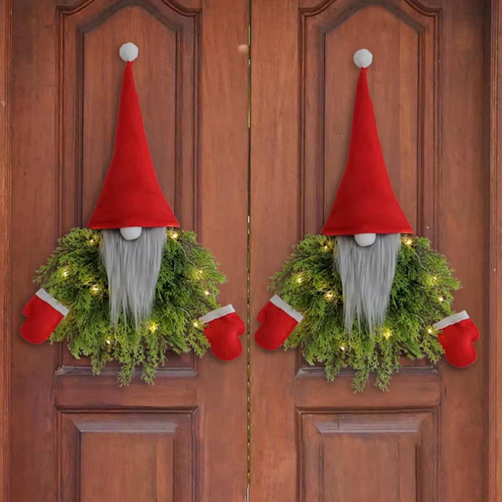 Luminous Glowing Gnome Wreath Artificial Branches Faceless Doll Hanging Ornament  Bar