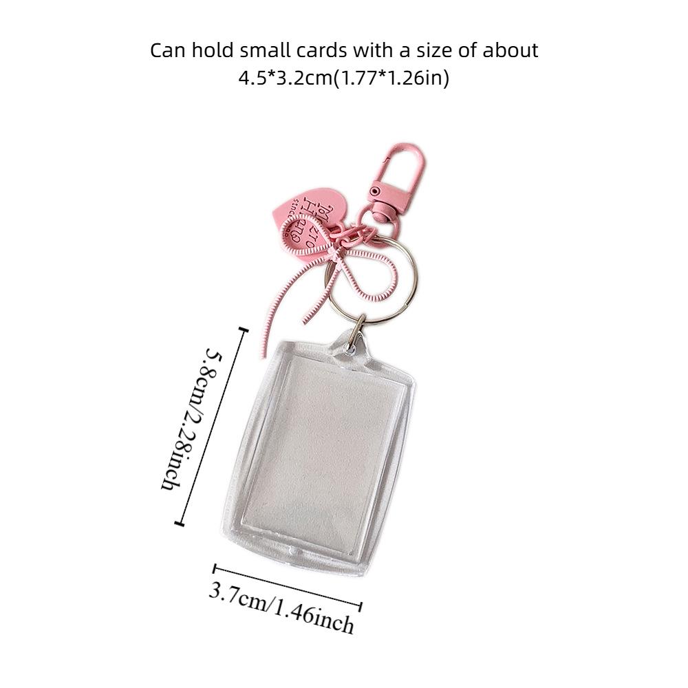 Peach Heart Pendant Mini Photocard Holder Idol Card Display Protector School Stationery