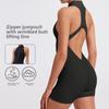 Летний спортивный комбинезон Scrunch Gym, женский фитнес-костюм, шорты, спортивные комбинезоны для женщин, спортивный костюм, одежда для йоги, застежка-молния, спортивная одежда с грудью