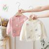 New Girls' Sweater Cardigan Spring and Autumn Baby Children's Outer Knitted Wool Top Baby Flower Coat