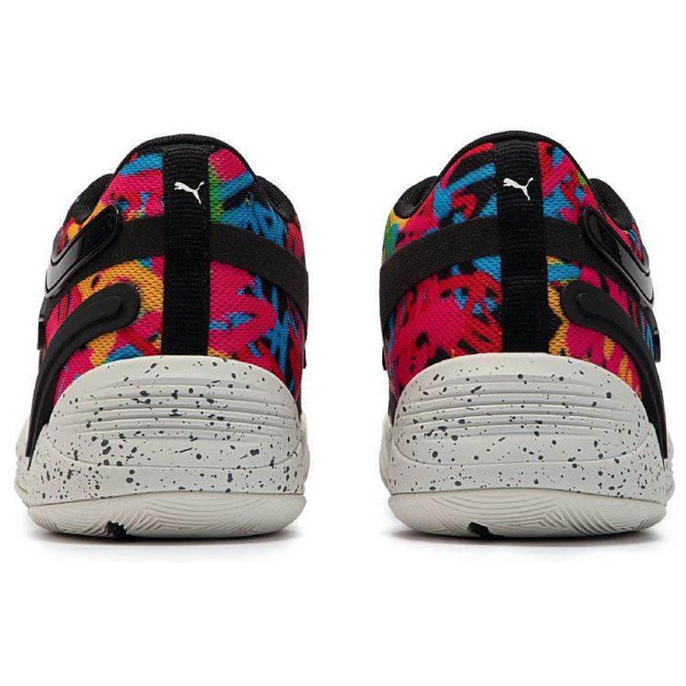 Puma Trc Blaze Court Round Toe Lace-Up Shock Absorbing Non-Slip Durable Low-Top Basketball Shoes Unisex Sneaker Black Red Blue 377296-01