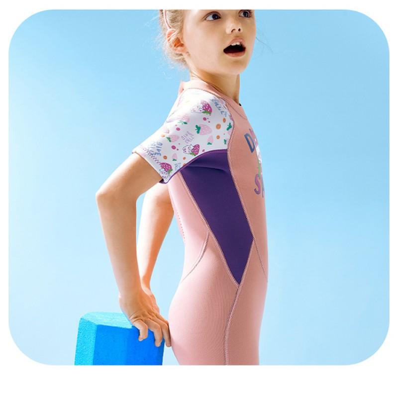Kids 2.5mm Neoprene Wetsuit Girls Full Body Dive Snorkel Suit Warm Water Sports Swimwear