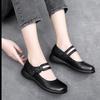 2025 Spring and Autumn New Mother Leather Shoes Women's Soft Leather Soft Sole Muffin Sole Single Shoes Women's Shoes Round Head Buckle Casual