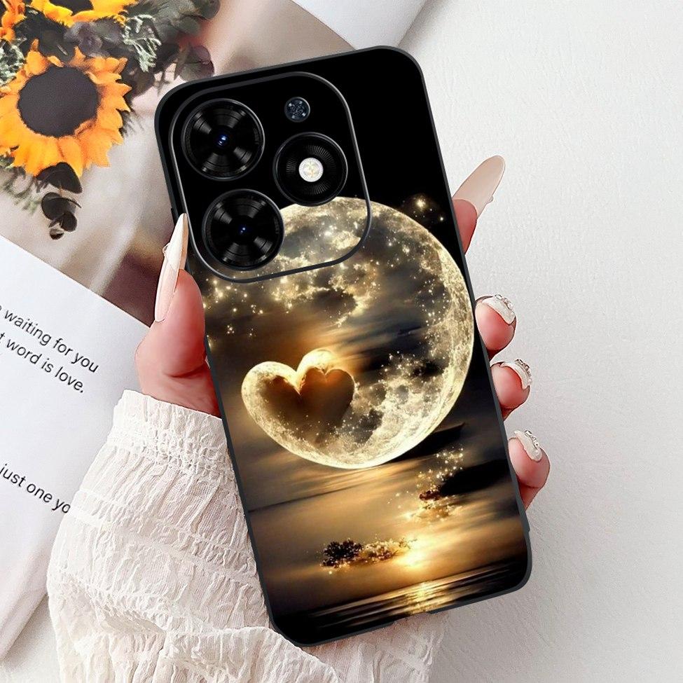 Для Tecno Spark Go 2024 BG6 Задняя крышка Для Tecno Spark Go 2024 Чехол Модный Роскошный Цветы Милый Мультяшный Кот Ударопрочный Силиконовый