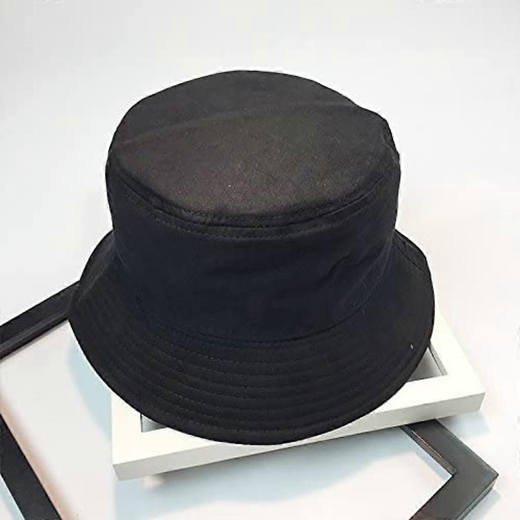Men's and women's double-sided fisherman hat fishing hat black casual fishing hat embroidery foldable sun hat camping travel fishing