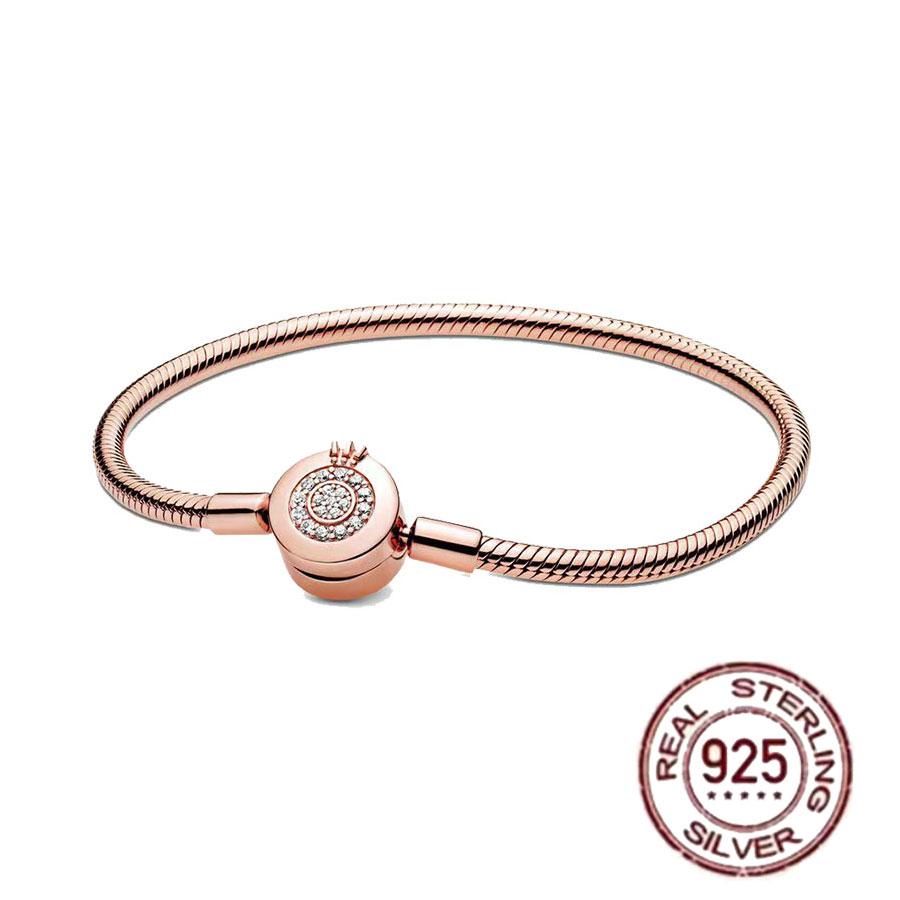 1/100 S925 silver heart crown snake bone bracelet women fashion jewelry DIY bracelet gift for her