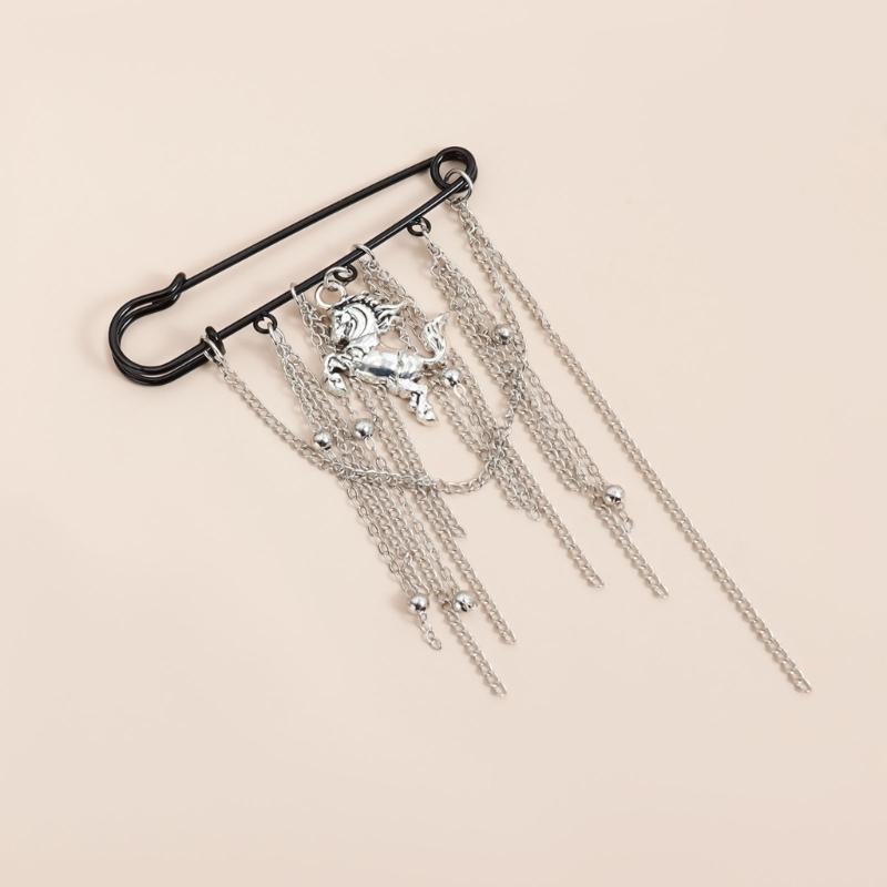 Стильная брошь с кисточками Дизайн Года Лошади Геометрический значок-булавка Функциональная застежка Для нарядов И праздничных торжеств