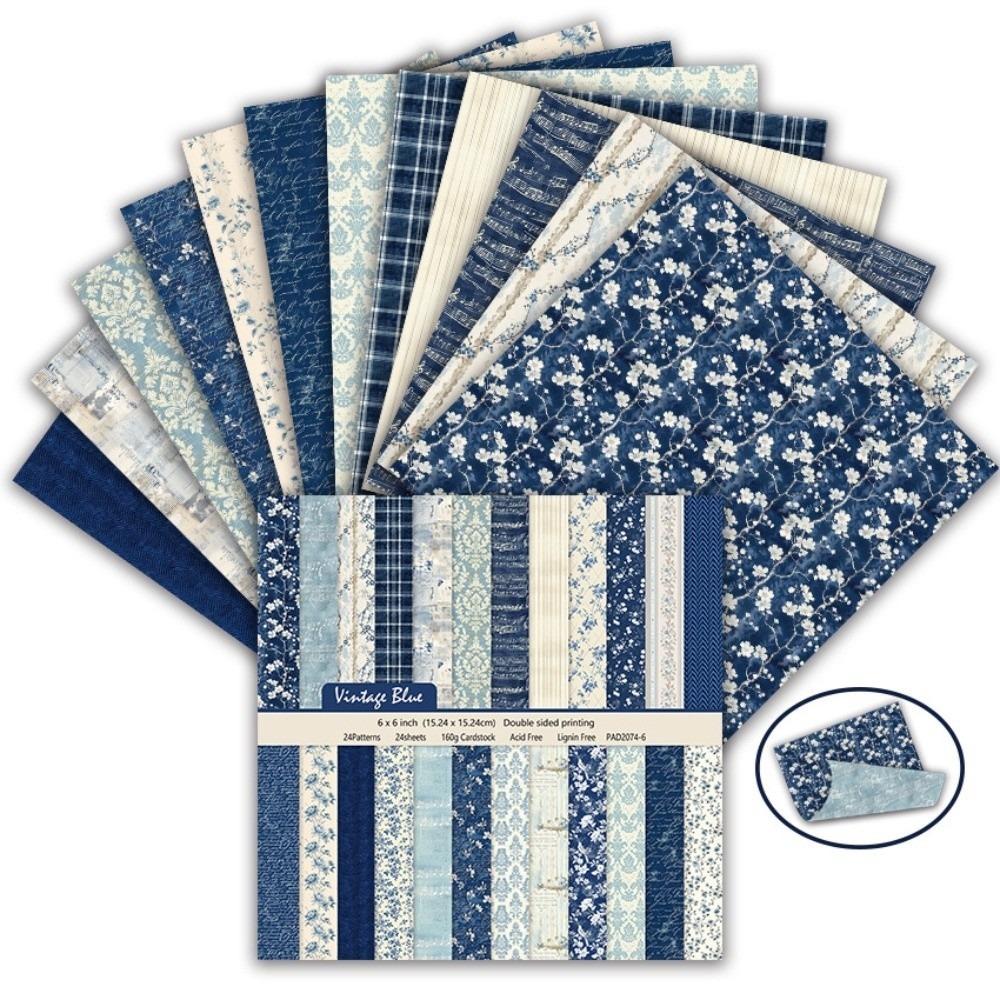 24Sheets Floral Pattern Scrapbook Paper 6 Inch Background Paper Journal Decorative Paper DIY Craft