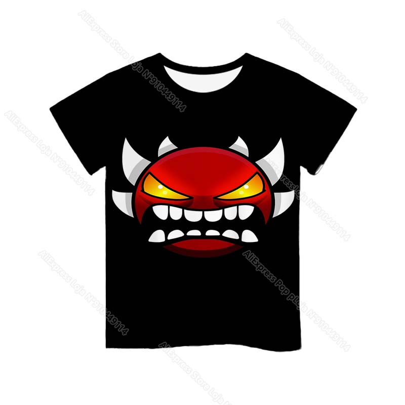 Angry Geometry Dash 3D Print T Shirts Boys Girls Cartoon Anime Tshirts Toddler Kids Game T-shirts Children Tee Tops Camiseta