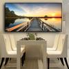 Мост заката, деревянный пейзаж с озером, постеры и принты, холст, картина, Куадрос, скандинавская настенная картина для гостиной