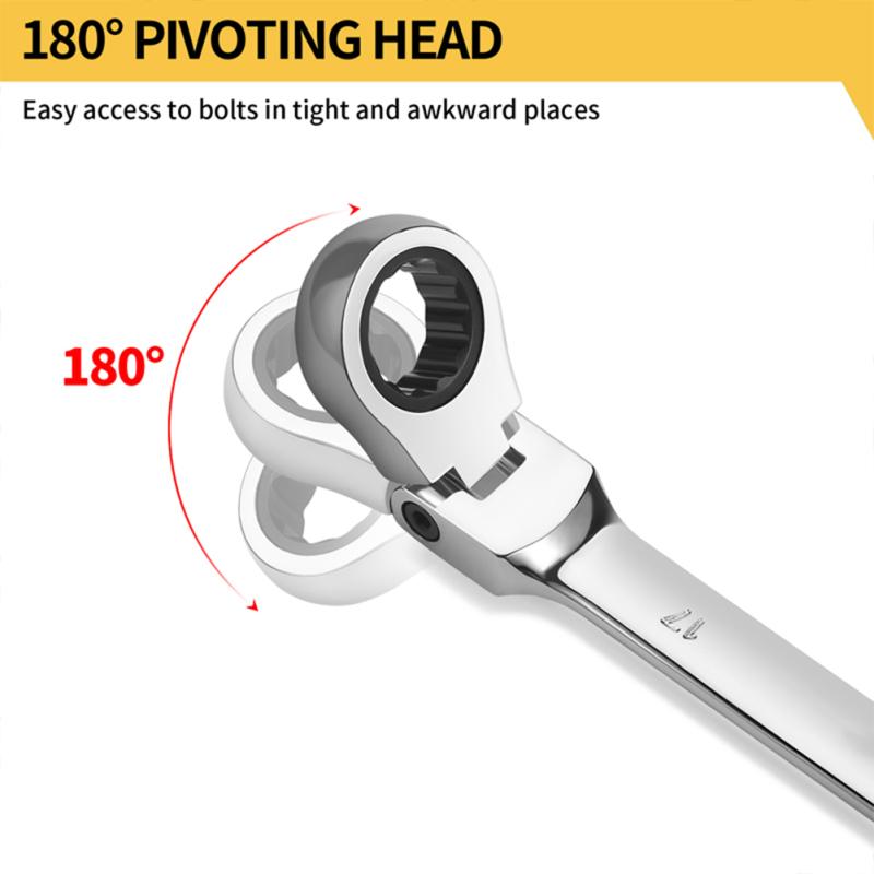 Набор ключей из хромированной стали, 12 шт., подвижная головка, фиксированная головка, храповой ключ двойного назначения, машина для авторемонта