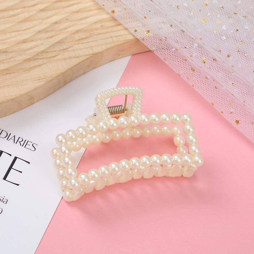 Корейская заколка для волос с бантом из жемчуга и геометрической акулой - простая и универсальная заколка для волос