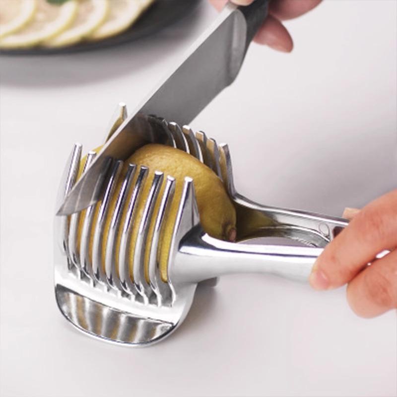 Stainless Steel Kitchen Handheld Orange Lemon Slicer Tomato Cutting Clip Fruit Slicer Onion Slicer Kitchen Item Cutter Accessories