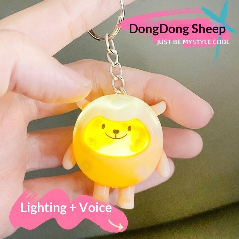 Cartoon Anime Mini Sheep Keychain Light Up Voice Activated Lamb Pendant Cute Backpack Decor for Kids Girls Gift