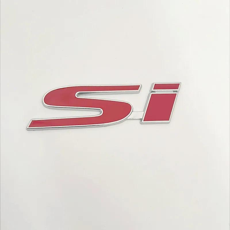 3D Metal SI Logo t48 Rear Trunk Front Grille Auto Badge Chrome Sticker Car Emblem Badge Accessorie For Honda Civic Accord Automobile