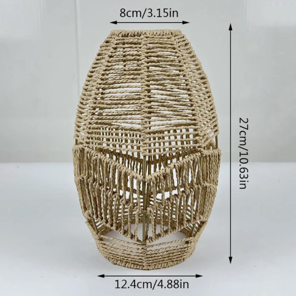 New Exquisite Handwoven Paper Rattan Pendant Lamp Shade - Beautifully Crafted Handmade Wicker Lampshade for Chandelier, Pendant