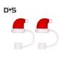 2 шт. Рождественский силиконовый колпачок для соломинки 10 мм, многоразовый пыленепроницаемый соломенный топпер для украшения чашки, вечеринки, Санта-Клауса, снеговика, лося, рождественской елки, колокольчиков, соломенных наконечников