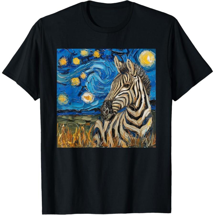Футболка "Зебра в стиле Ван Гога 'Звездная ночь'"