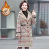 Зимнее плюшевое пальто для пожилых мам среднего возраста, большой размер, толстое теплое длинное шерстяное пальто, модная женская клетчатая парка, куртка 8XL 9XL