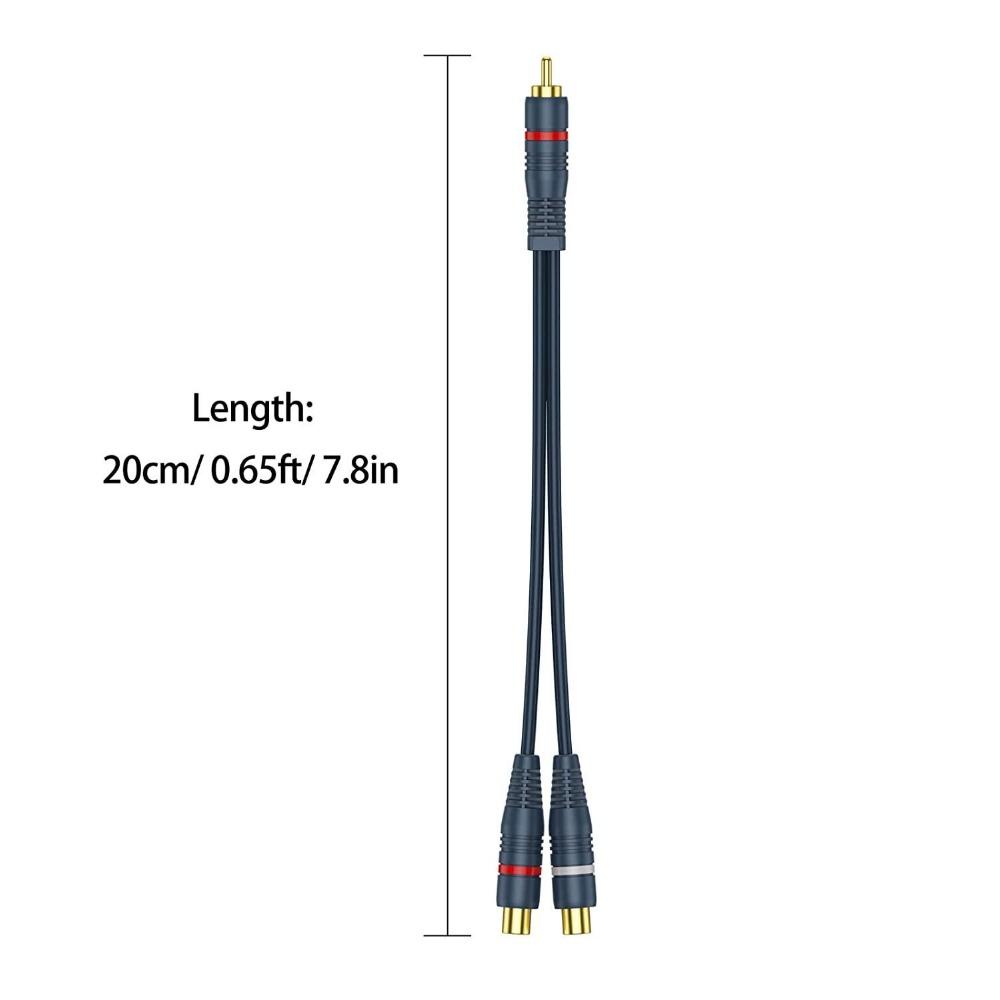 Разветвитель RCA 1 штекер 2 гнезда, RCA Y-разветвитель RCA-кабель Аудио-видео адаптер-сплиттер Удлинитель 0,2 м/0,65 фута для сабвуфера