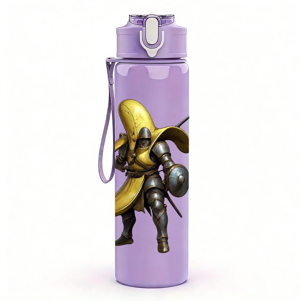 1PC Banana Warrior Character Art 750ml Color Plastic Sports Water Bottle Leakproof Flip Straw Lid Suitable for Sports Office Home Use