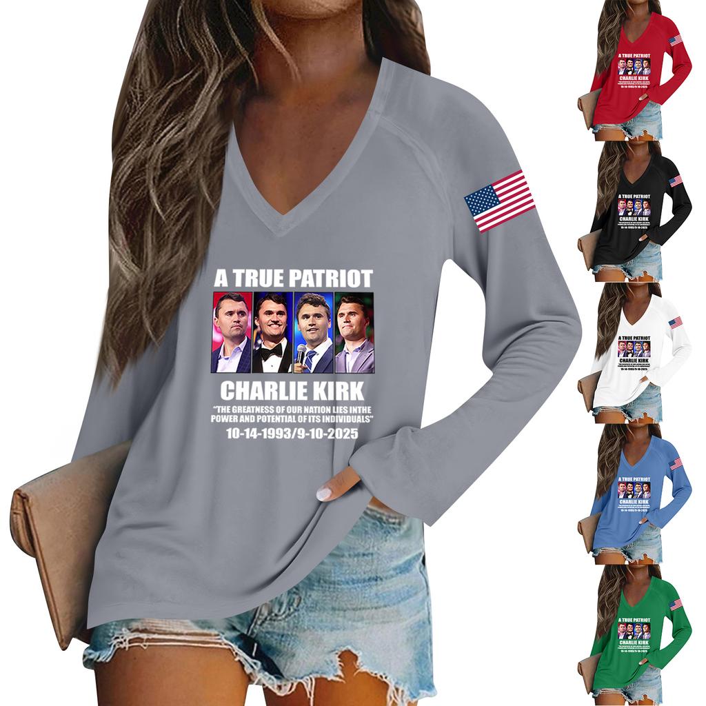 Women's Fashion Casual Long Sleeve Halloween Printed V-Neck Top