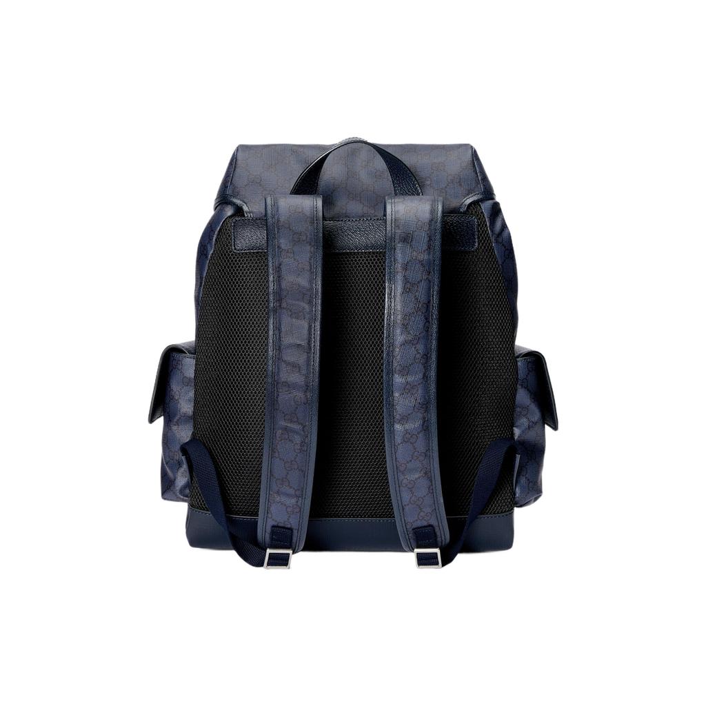 Gucci Ophidia Logo Large Capacity Canvas And Leather Backpack Men Backpacks Blue Black 598140-FABHU-8442