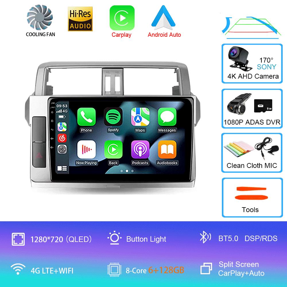 Для Toyota Land Cruiser Prado 150 2013 2014 - 2017 Автомобильное радио Android 14 Навигация Мультимедийный проигрыватель GPS WiFi+4G Видео Carplay