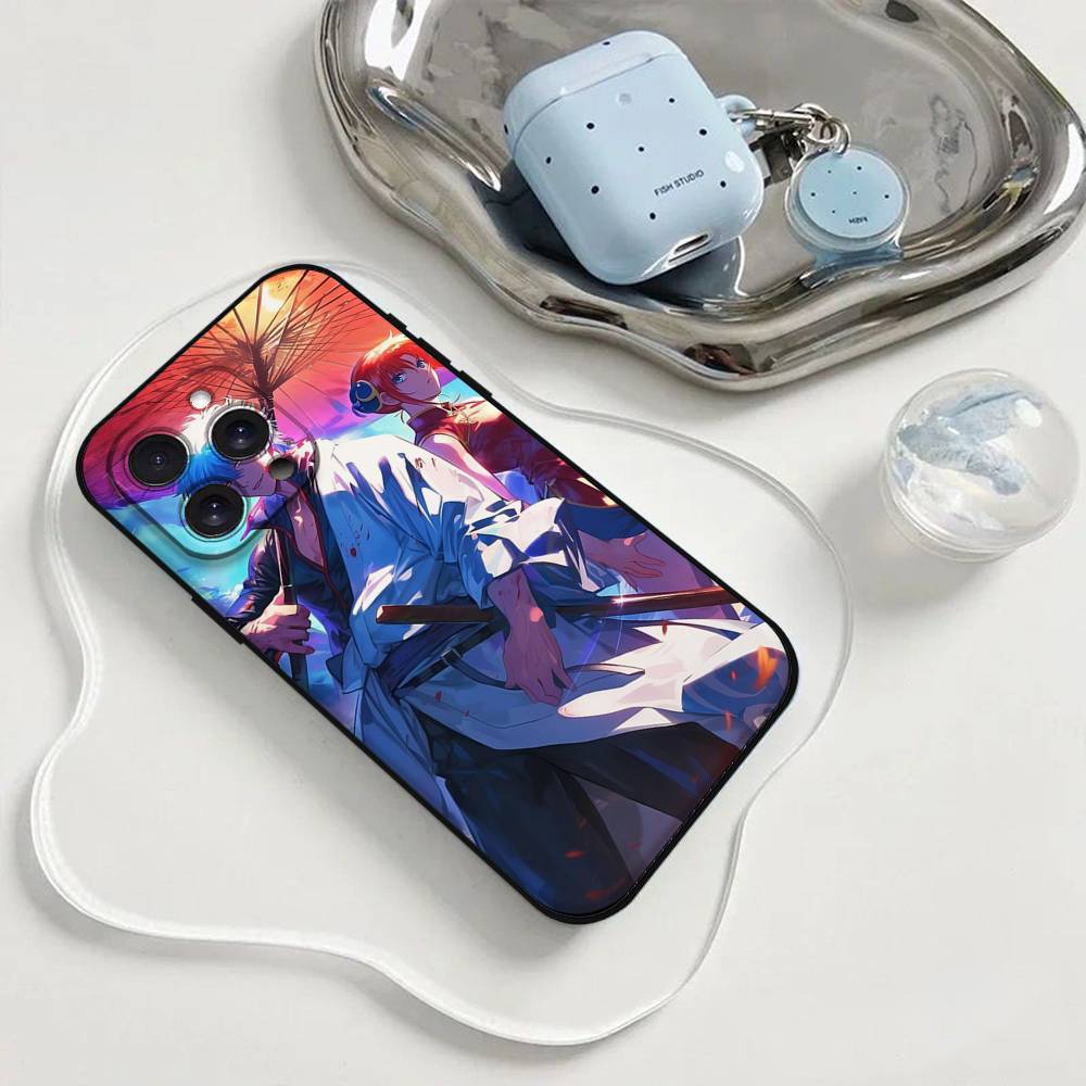 Чехол для телефона с комиксами Гинтама Чехол для телефона для iPhone 17 16 15 11 13 14 Pro Max X Xr Xs Max 12mini Черный Чехол