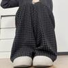 Black Plaid Wide-leg Pants Children's New Autumn High-waisted and Thin Loose Lazy Straight-leg Casual Pants