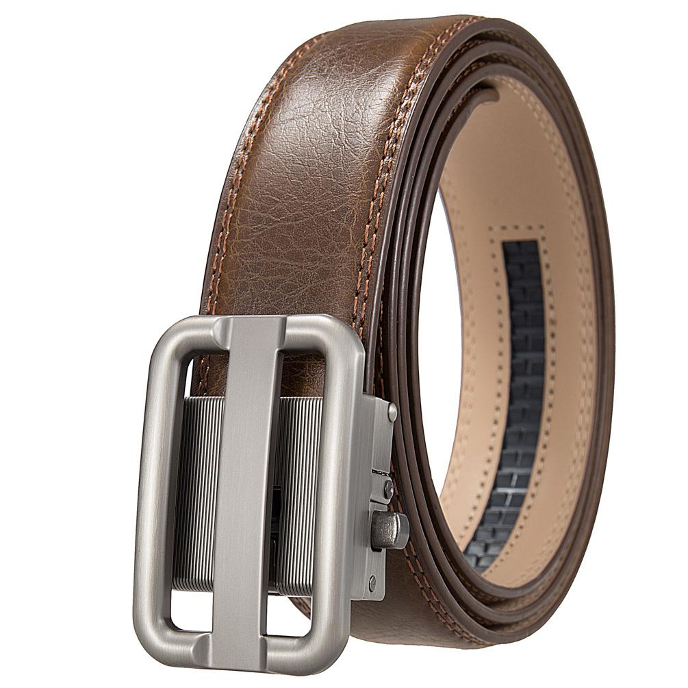 Мужской ремень с автоматической пряжкой, деловой ремень из коровьей кожи, повседневный ремень Ly36-561958-1