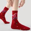 3Pairs Cartoon Year of The Horse Socks Mid Calf Red Cotton Socks Funny Zodiac Year Socks  Women