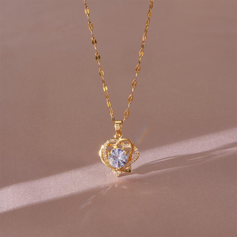 Любовь Переплетающееся Ожерелье Женское Простое и Универсальное Темперамент Микровставка Двухслойная Подвеска Цепочка на Ключицу