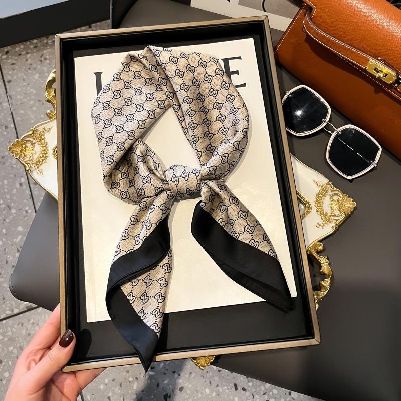 High-end large square scarf silk scarf women's new versatile neck summer thin bag head mother scarf with shawl