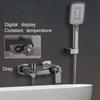 Bathroom Shower Faucet Chrome Digital Display Rain Shower Bath Faucet Wall Mount Bathtub Shower Mixer Tap Bathroom Shower Faucet