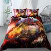 Wolf Howl Under The Moon Three-Piece 3D Digital Printing Quilt Cover Pillowcase Bedding