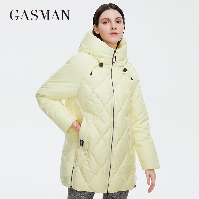 Gasman 2021 Winter Down Jacket Collection Fashion Solid Stand-up Collar Women Coat Elegance Oversize Hooded Women's Jackets 8198