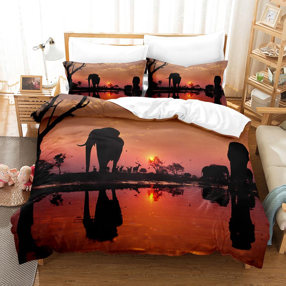 3D Постельное белье «Слон» Комплект пододеяльника с наволочкой Двуспальный Полный Квинсайз Кингсайз Постельные принадлежности Постельное белье