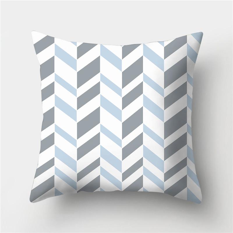 Grey Blue Pillowcase Geometric Cushion Cover Peach Skin Cushion Sofa Cushion Cushion Pillowcase Home Decor Pillowcase