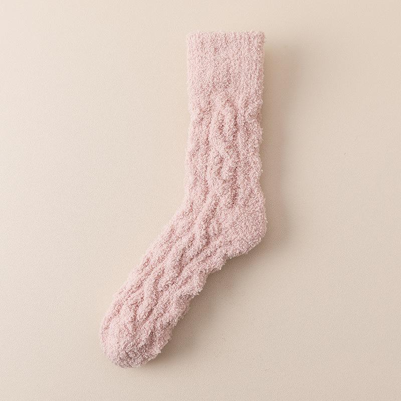 Женские осенне-зимние теплые и толстые однотонные носки-трубы для сна