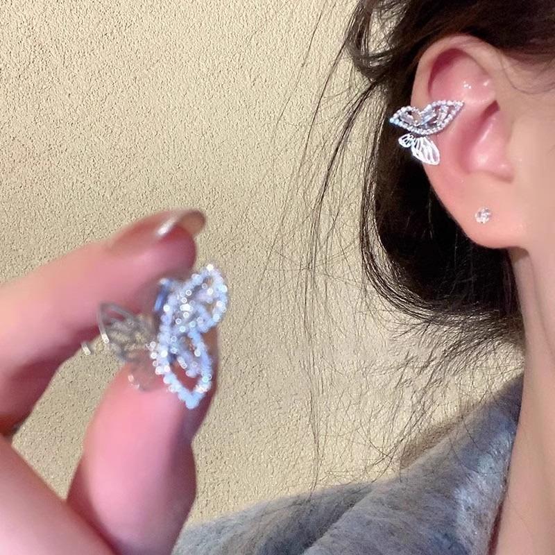 Серьги-пусеты из серебра 925 пробы с цирконом и жемчугом, женские, легкая роскошь, нишевые, высококлассные, в виде бабочек, универсальные, темпераментные