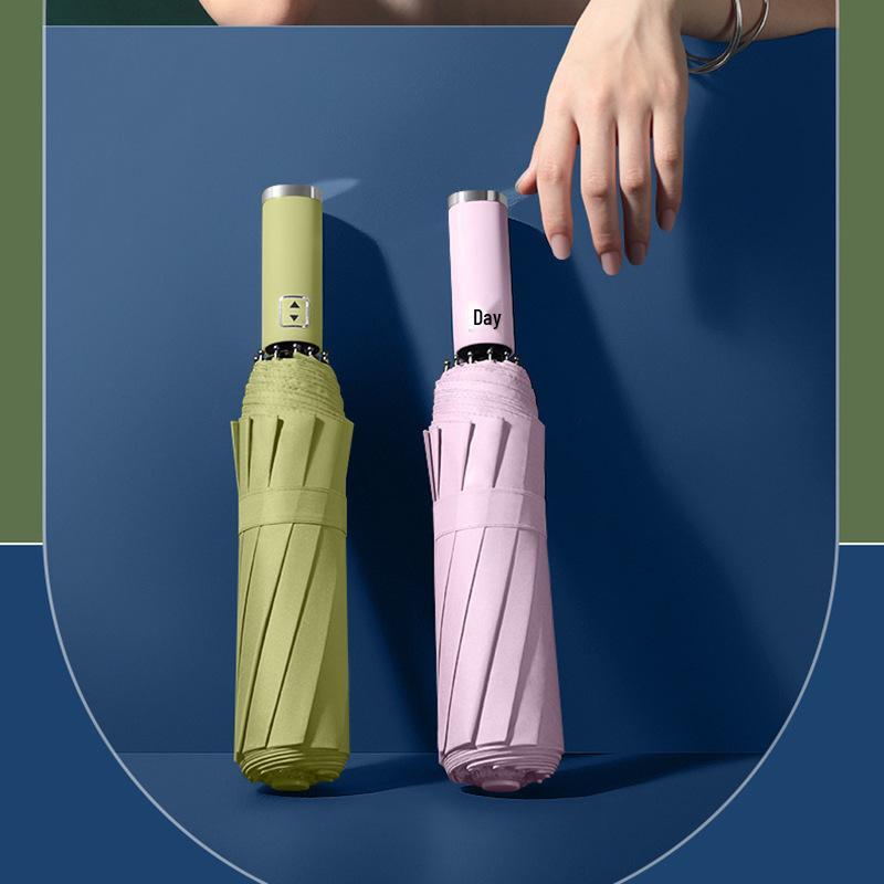 Ветрозащитный автоматический складной зонт с 10 спицами и черным клеем - Защита от солнца и затенение