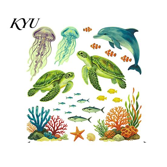 PVC Coral Wall Decorations Ocean Themed Glow in The Dark Toilet Seat Stickers, Waterproof Marine Life Decals for Underwater World Bathroom Decor,