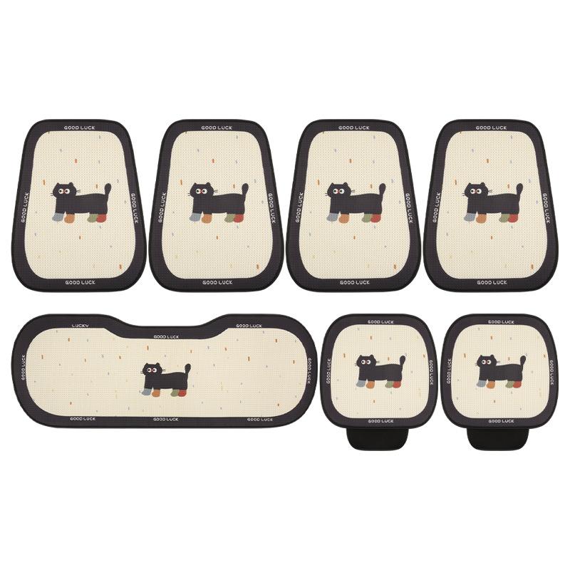 Universal Four Seasons Cute Cartoon Cat Headrest Car Seat Cushion Covers Black Cat Lumbar Support Car Interior Accessories