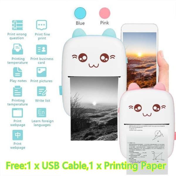 Bluetooth Portable Mini Photo Label Printer for Phone Student Wrong Exercises Handheld Thermal Printer for Android and Ios