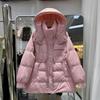 Осень и зима новые пуховики женские средние и длинные с капюшоном на талии с завязками утолщенные модные теплые куртки на утином пуху