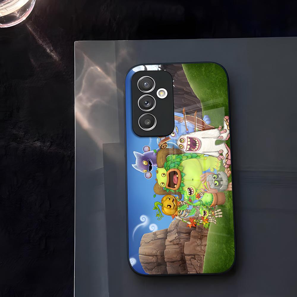 Чехол для телефона My Singing Monsters со стеклянной задней панелью для Samsung A34 A14 A31 A12 A21 A52 A71 A20 A51 A40 A32 A72 A30 A54 Coque