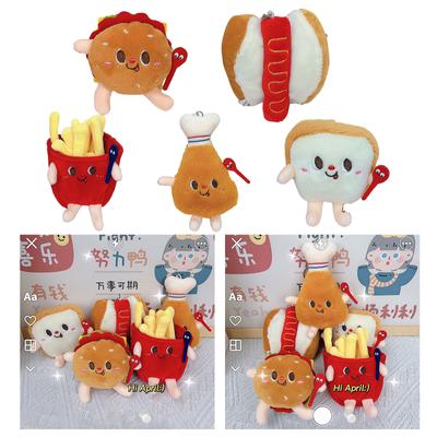 Мини-бургер, милый плюшевый брелок для ключей с картошкой фри, украшение для сумки, женская сумочка, украшение для школьного рюкзака, симпатичная пушистая подвеска